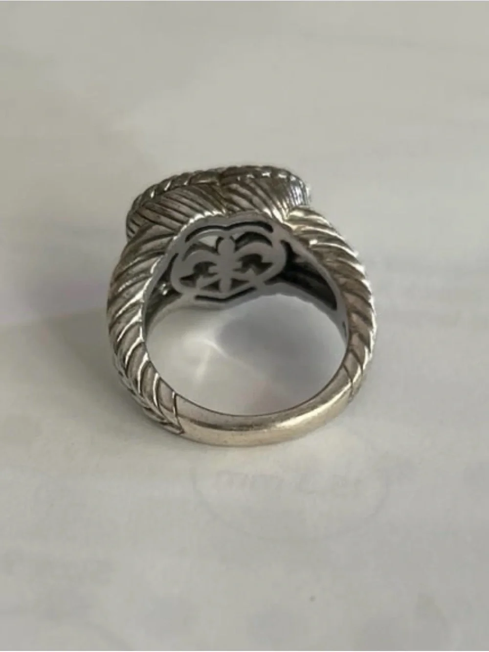 Vintage Judith Ripka Sterling Silver Heart Shaped Green Amethyst Statement Ring